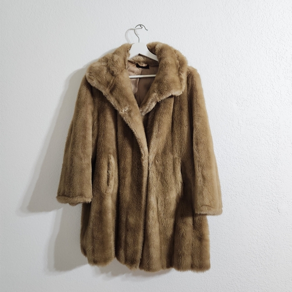 Tissavel France Vintage Faux Mink Fur Jacket Made In England Sz XL Excellent Con - Picture 16 of 16